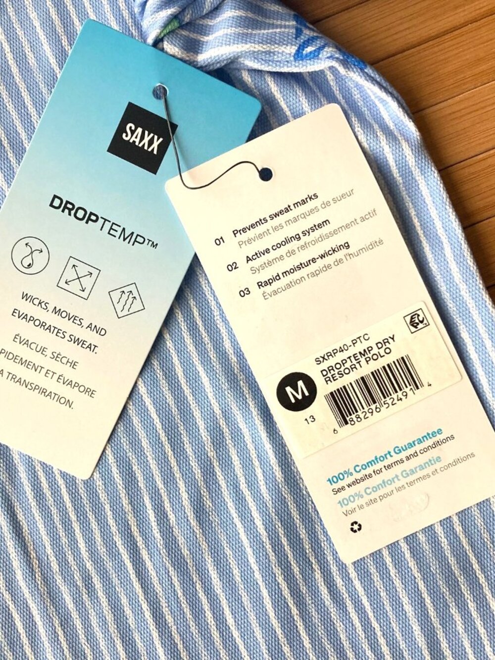 SAXX Performance Resort Shirt DropTemp Dry Mens Medium M Bel Air Blue NWT - Picture 5 of 12